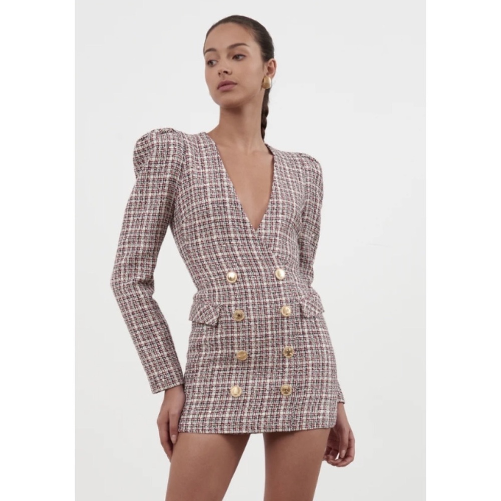 EUC Ronny Kobo Bea tweed blazer Dress S $498 - Picture 2 of 11